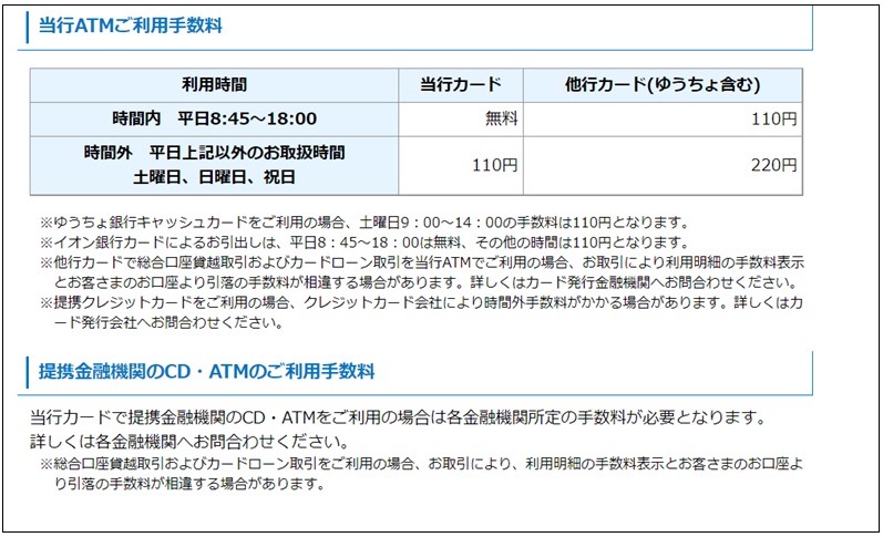 滋賀銀行ATM手数料